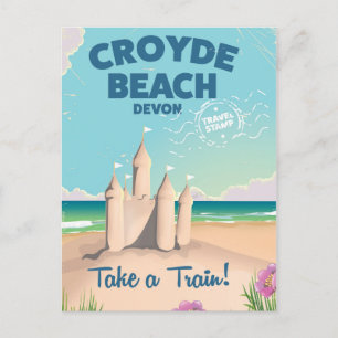 CROYDE BEACH Devon Vintage resor poster Vykort