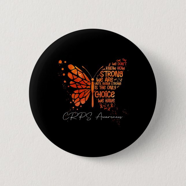 CRPS Butterfly Orange Ribbon CRPS-medvetenhet Knapp (Framsida)