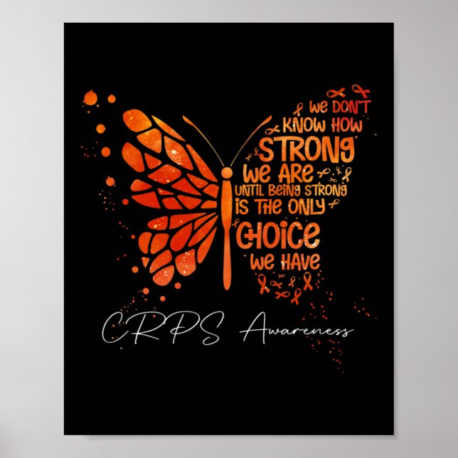 CRPS Butterfly Orange Ribbon CRPS-medvetenhet Poster (Framsidan)