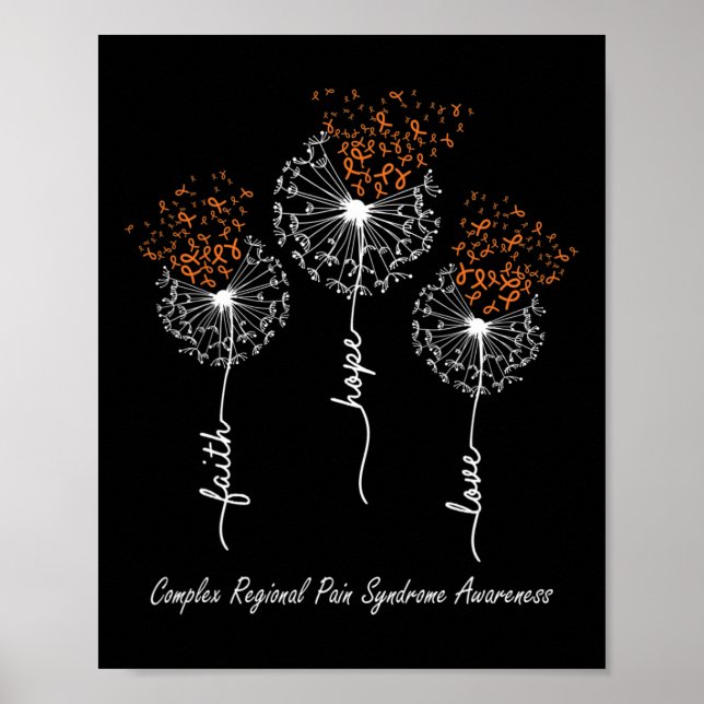 CRPS-medvetenheten Faith Hope Kärlek Dandelion Poster (Framsidan)