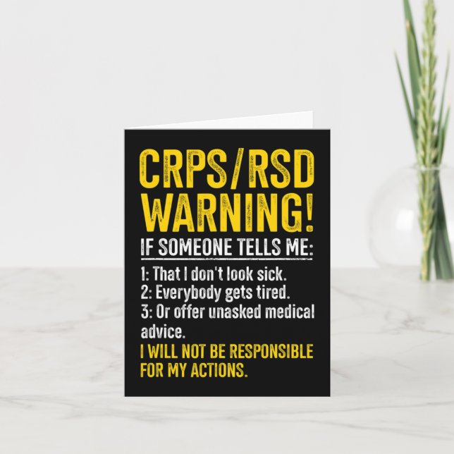 CRPS RSD Varning CRPS Awareness Survivor CRPS Warr Kort (Framsida)