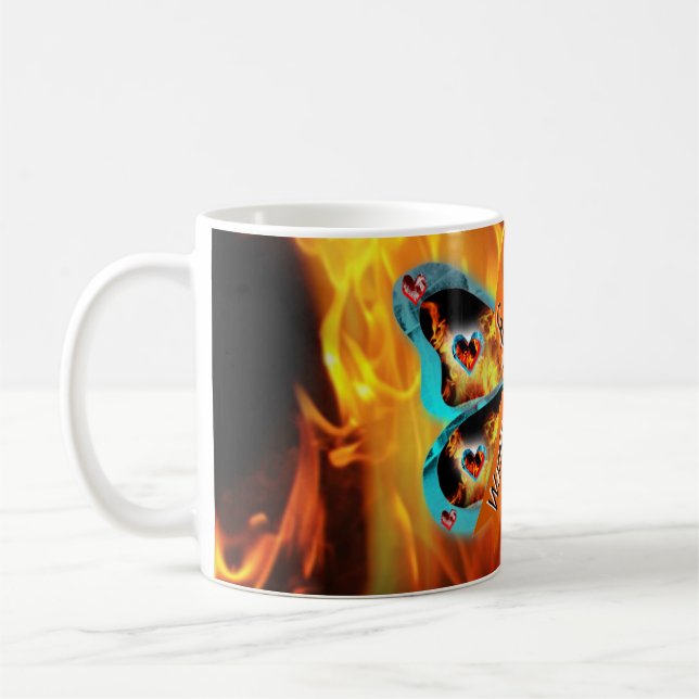 CRPS RSD Warrior Survior Ribbon Butterfly Fire Fir Kaffemugg (Vänster)