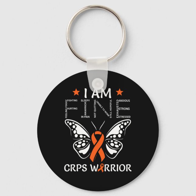 Crps Warrior Jag är Bra Orange Ribbon Butterfly Rs Nyckelring (Framsida)