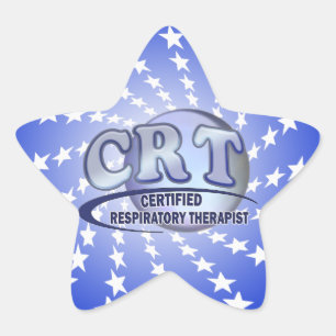 CRT INTYGAD RESPIRATORISK TERAPEUTBLÅTTLOGOTYP STJÄRNFORMAT KLISTERMÄRKE