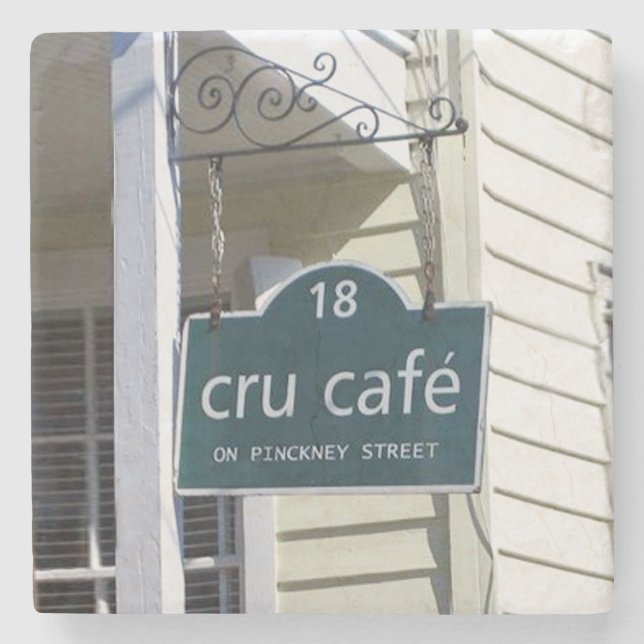 Cru Cafe Charleston, SC Marble Stone Underlägg. Stenunderlägg (Framsidan)
