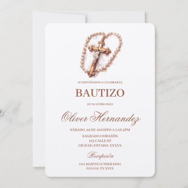 Crucifix Baptism Spansk inbjudan (Framsida)