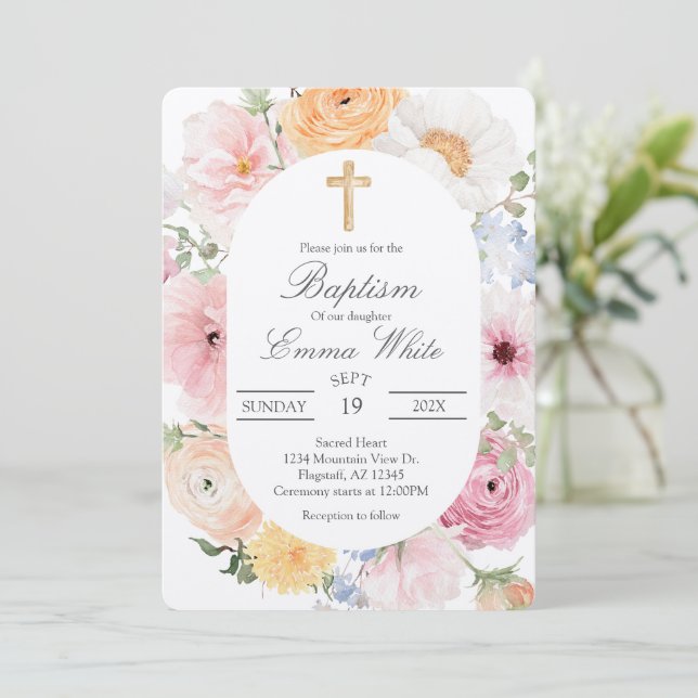 Crucifix  baptismInvitation Inbjudningar (Stående Fram)