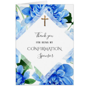 Crucifix för tack Confirmation Sponsor Flowers (sp Hälsningskort