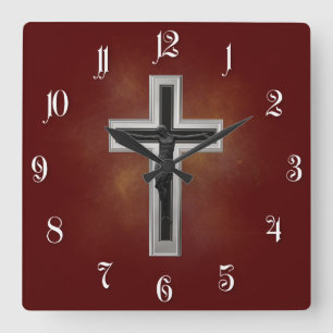 Crucifix Fyrkantig Klocka