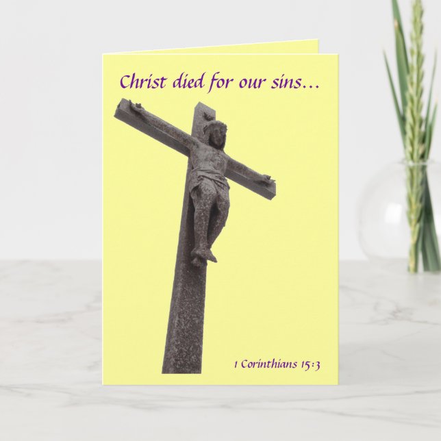 Crucifix Kristus dog för vår Sins IV Helgkort (Framsida)