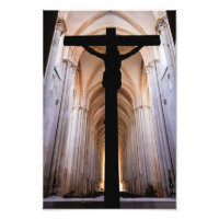 Crucifix med Jesus Kristus. Gothic Alcobaca Abbey