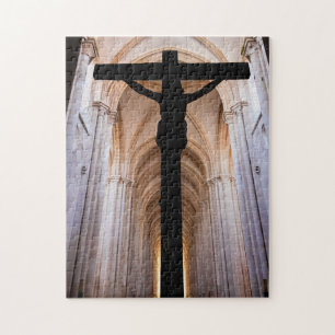 Crucifix med Jesus Kristus. Gothic Alcobaca Abbey Pussel