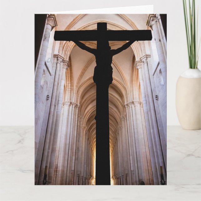 Crucifix med Jesus Kristus. Gothic Alcobaca Abbey Tack Kort (Framsida)