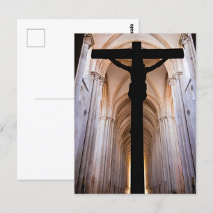 Crucifix med Jesus Kristus. Gothic Alcobaca Abbey Vykort