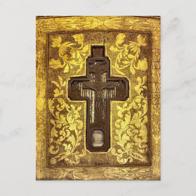 Crucifix med saints-ortodoxa-ikonen Relices Vykort (Framsida)
