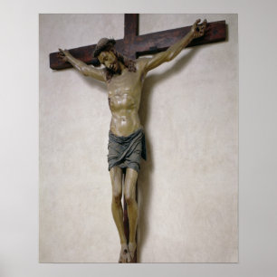 Crucifix (polykromträ) poster