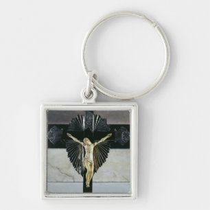 Crucifixion 17th århundrade (elfenben) fyrkantig silverfärgad nyckelring
