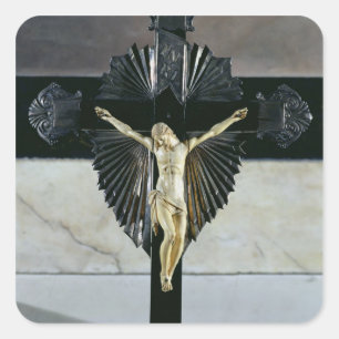 Crucifixion 17th århundrade (elfenben) fyrkantigt klistermärke