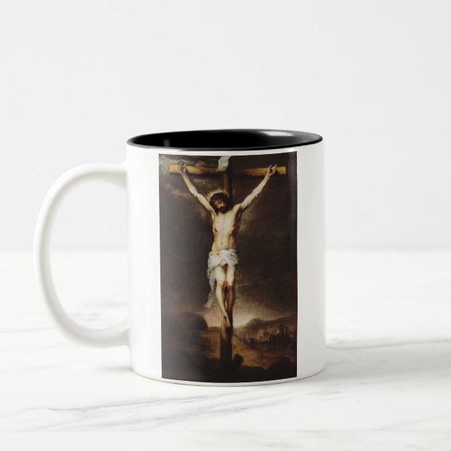 Crucifixion av Bartolome Esteban Murillo Två-Tonad Mugg (Vänster)