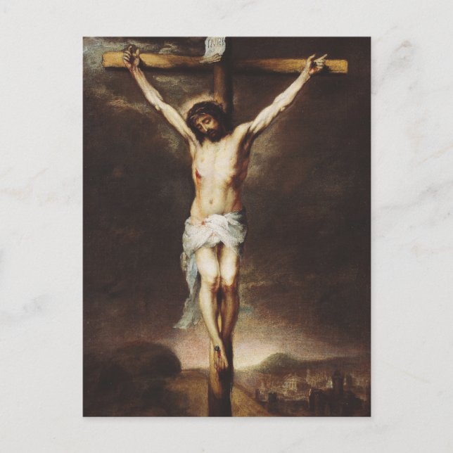 Crucifixion av Bartolome Esteban Murillo Vykort (Framsida)