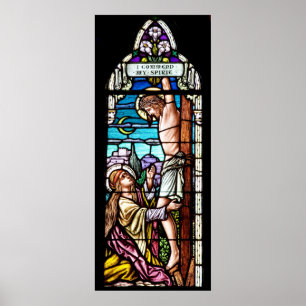 Crucifixion av Jesus - målat glassfönster Poster