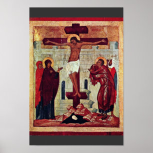 Crucifixion av Meister Der Schule Von Nowgorod Poster