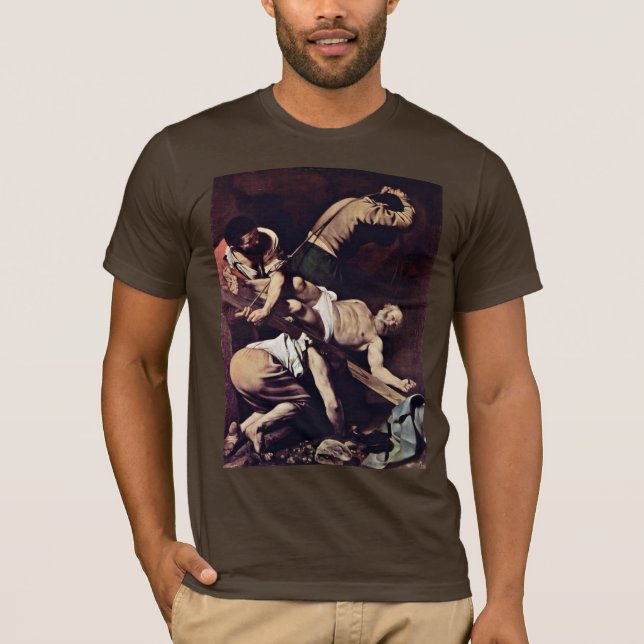 Crucifixion av St Peter av Michelangelo Merisi Da T Shirt (Framsida)