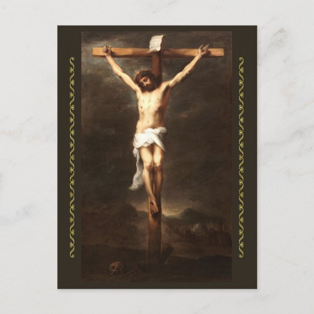 Crucifixion, Bartolomé Estebán Murillo Vykort (Framsida)