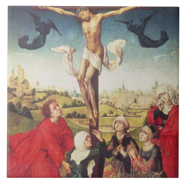 Crucifixion c.1510 (olja på panel) kakelplatta (Framsidan)