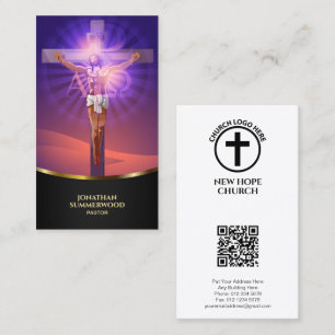 Crucifixion Christian Church Pastor Guld accent Visitkort