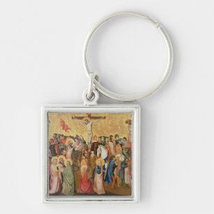 Crucifixion Fyrkantig Silverfärgad Nyckelring