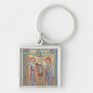 Crucifixion Fyrkantig Silverfärgad Nyckelring