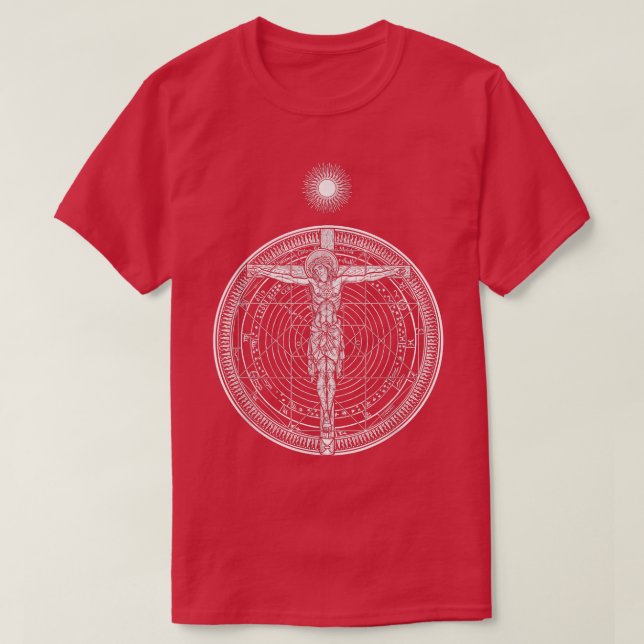 CRUCIFIXION Hypercube Cosmic Kristus Crucifi Manda T Shirt (Design framsida)
