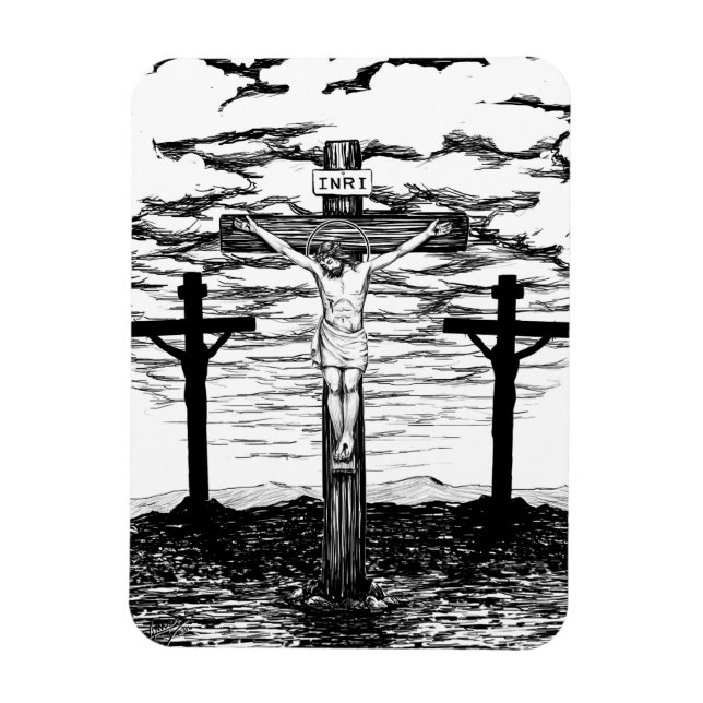 Crucifixion Illustration av Amanda Diehl Magnet (Vertikal)