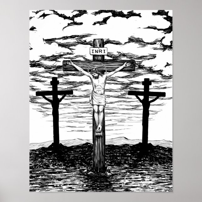 Crucifixion Illustration av Amanda Diehl Poster (Framsidan)