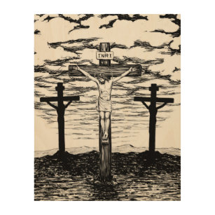 Crucifixion Illustration av Amanda Diehl Trätavla