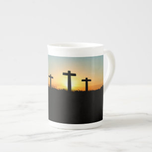 Crucifixion Kor vid Sunset Benporslin Mugg