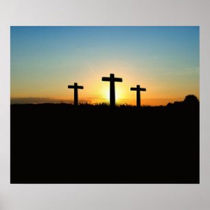 Crucifixion Kor vid Sunset Poster