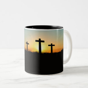 Crucifixion Kor vid Sunset Två-Tonad Mugg
