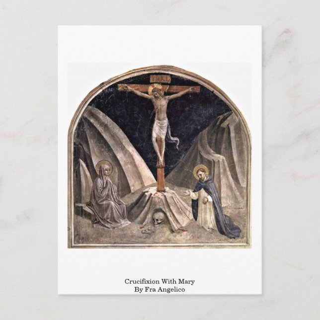 Crucifixion med Mary av Fra Angelico Vykort (Framsida)