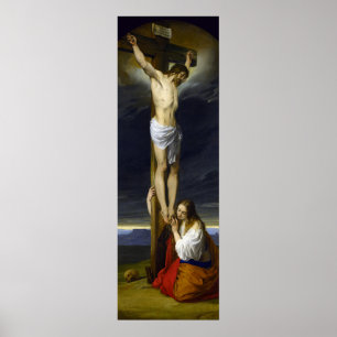 Crucifixion med Mary Magdalene Kneeling av Hayez Poster