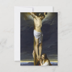 Crucifixion med Mary Magdalene Kneeling av Hayez Tack Kort