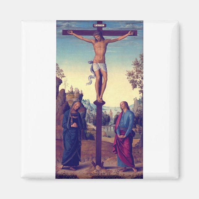 Crucifixion med Virgin av Pietro Perugino Magnet (Framsidan)