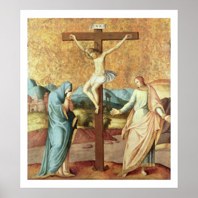 Crucifixion med Virgin och johannesört Poster (Framsidan)