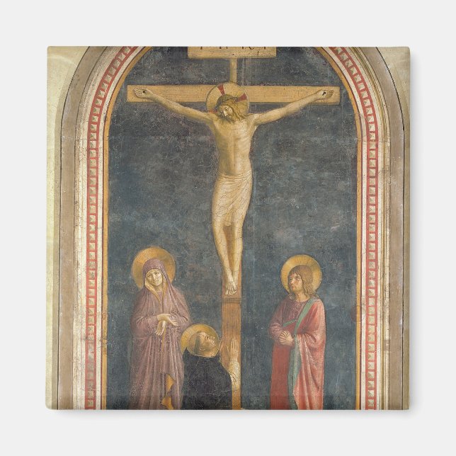 Crucifixion med Virgin, SS. John Evangeli Magnet (Framsidan)