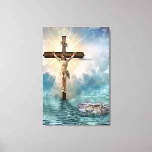 Crucifixion of Jesus and Noahs Arc Canvastryck