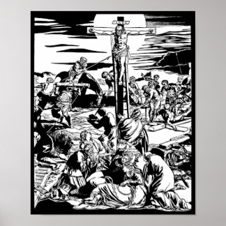 Crucifixion of Jesus Kristus Vintage Art Print! Poster