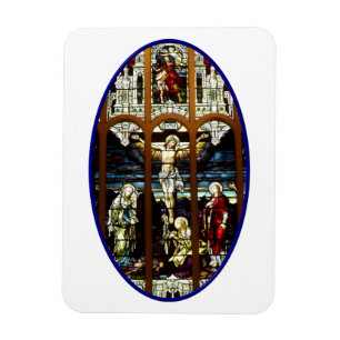 Crucifixion of Jesus nedfläckad glass window Magnet