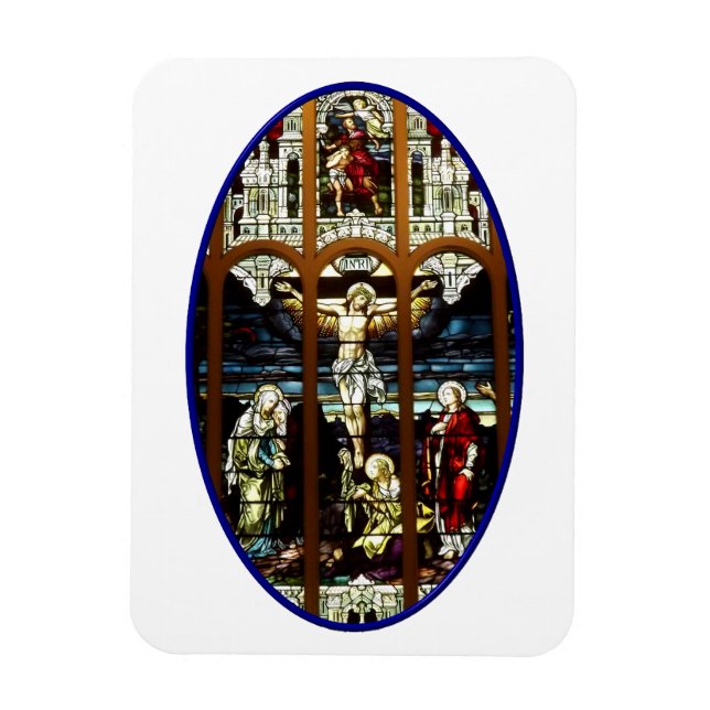 Crucifixion of Jesus nedfläckad glass window Magnet (Vertikal)