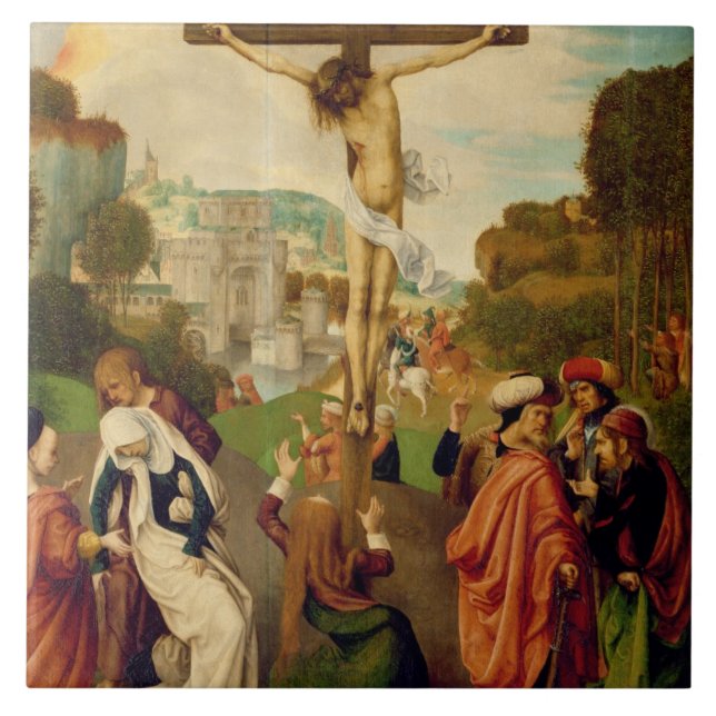 Crucifixion (olja på panel) kakelplatta (Framsidan)